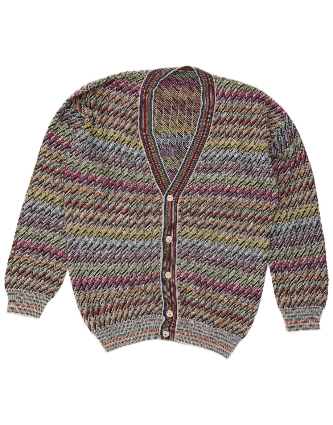 Sweter męski w stylu vintage IT 50, średniej wielkości, wielobarwny, bawełniany jodełka