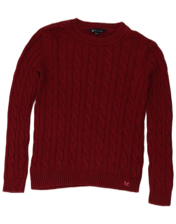 Crew Clothing Womens Crew Neck Jumper Sweater UK 10 Small Burgundy Cotton