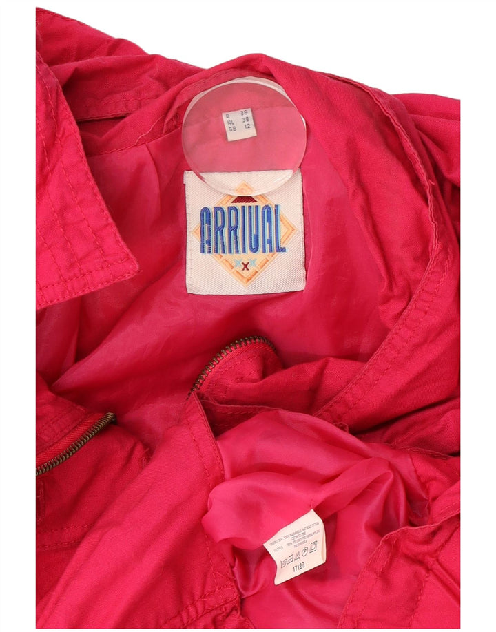 Vintage damska, oversize'owa kurtka wiatrówka z kapturem UK 12, średnia różowa bawełna