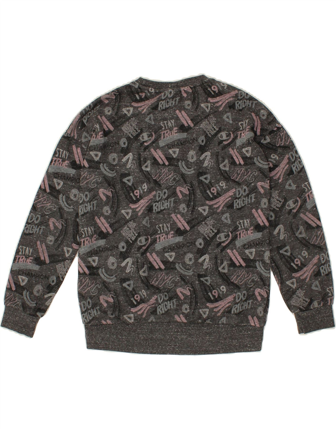 CHAMPION Boys Graphic Sweatshirt Jumper 9-10 Years Medium Grey Flecked Vintage Champion and Second-Hand Champion from Messina Hembry 