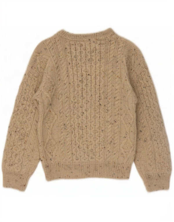 Aran Sweater Market Womens Boat Neck Jumper Sweater UK 6 XS Beige Flecked