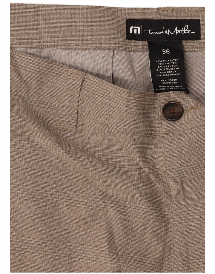 Męskie spodenki Chino Travis Mathew W36, duży, beżowy poliester w kratkę