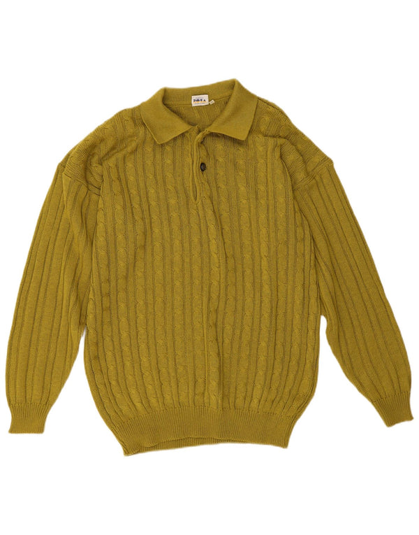 Męski sweter z golfem w stylu vintage, średnio zielony, bawełniany