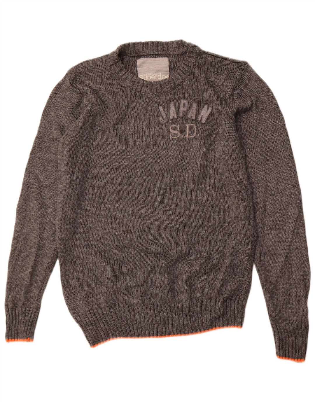 Męski sweter Superdry z graficznym wycięciem pod szyją, duży, szary, akrylowy