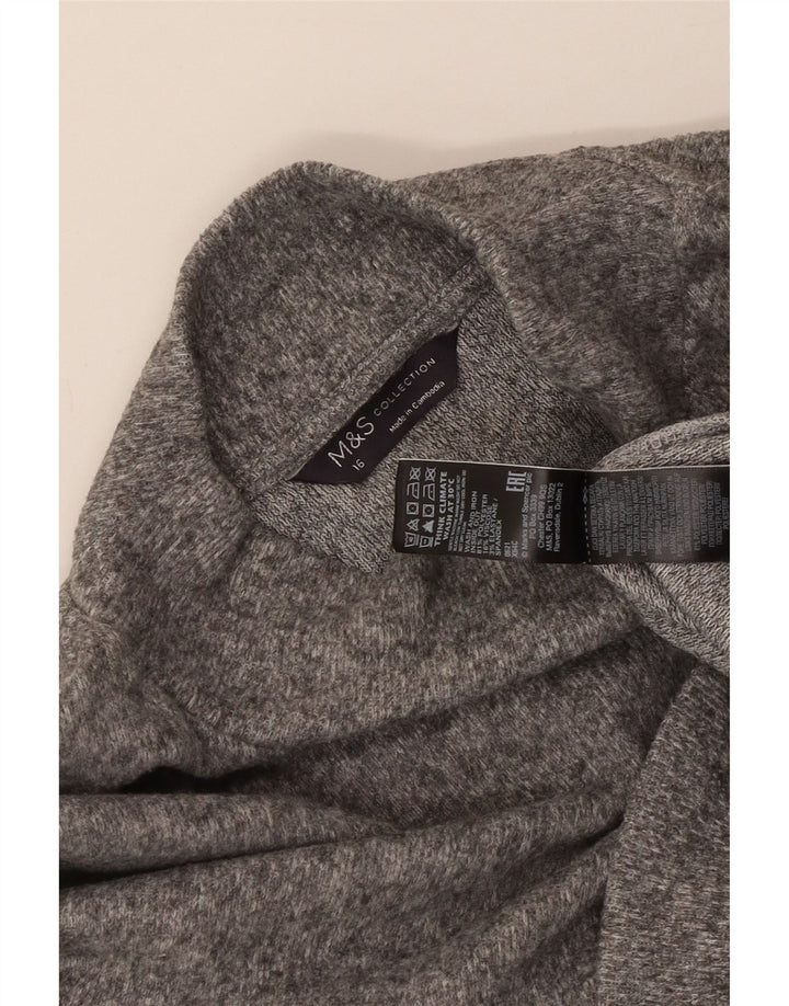 MARKS & SPENCER Damski sweter z golfem UK 16, duży, szary, nakrapiany
