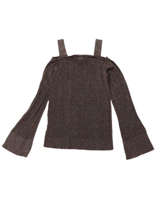 Damska bluzka MICHAEL KORS z odkrytymi ramionami, UK 6 XS, szara bawełniana nakrapiana