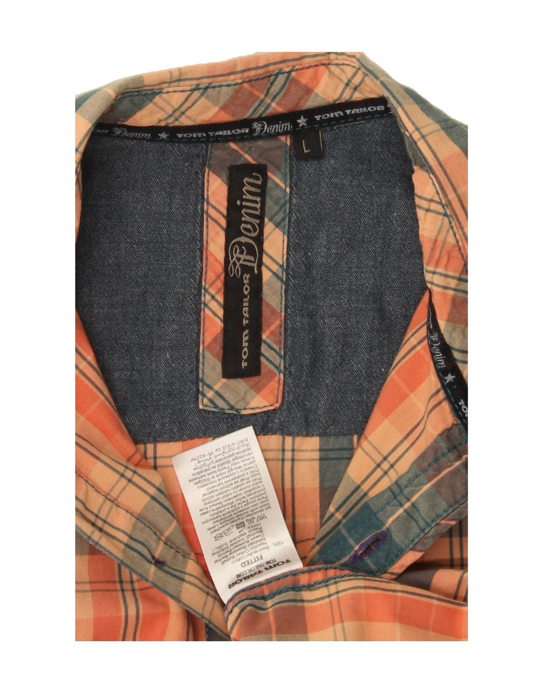TOM TAILOR Mens Shirt Large Orange Check Cotton Vintage Tom Tailor and Second-Hand Tom Tailor from Messina Hembry 