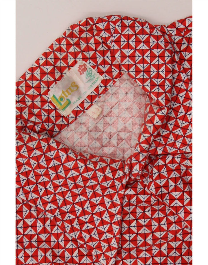 Koszula męska w stylu vintage, rozmiar 44 XL, czerwona geometryczna