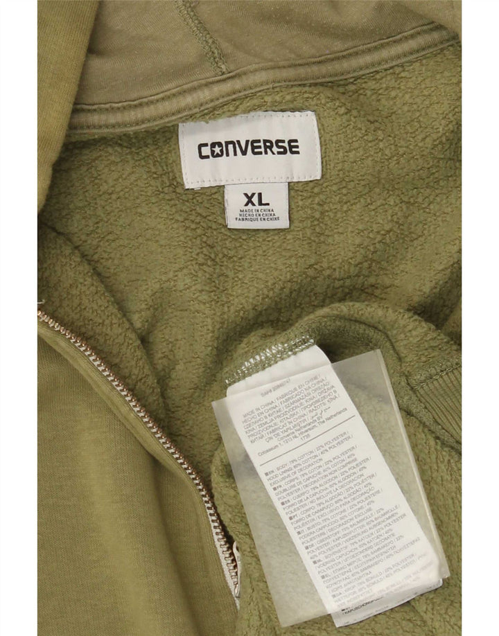 Converse Męski sweter z kapturem i zamkiem błyskawicznym XL, zielony, bawełniany