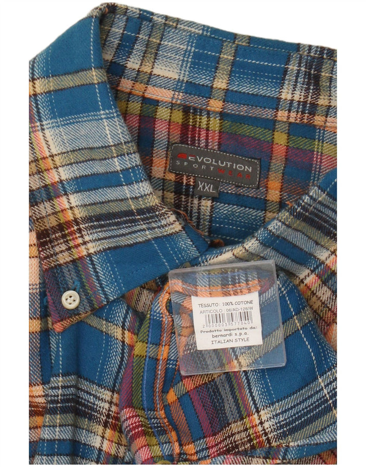 Męska koszula flanelowa Evolution 2XL, bawełniana niebieska krata