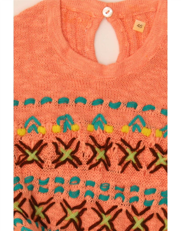 Vintage damska bluzka z dzianiny Top IT 46 Large Orange Fair Isle