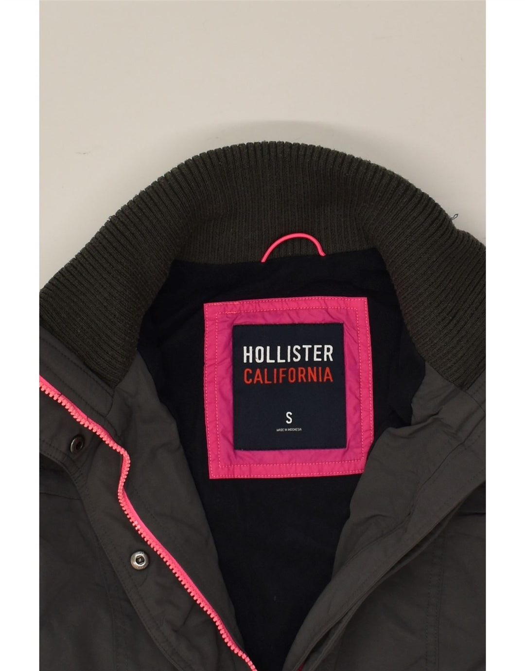 Damska kurtka wiatrówka HOLLISTER UK 10, mała, szary poliester
