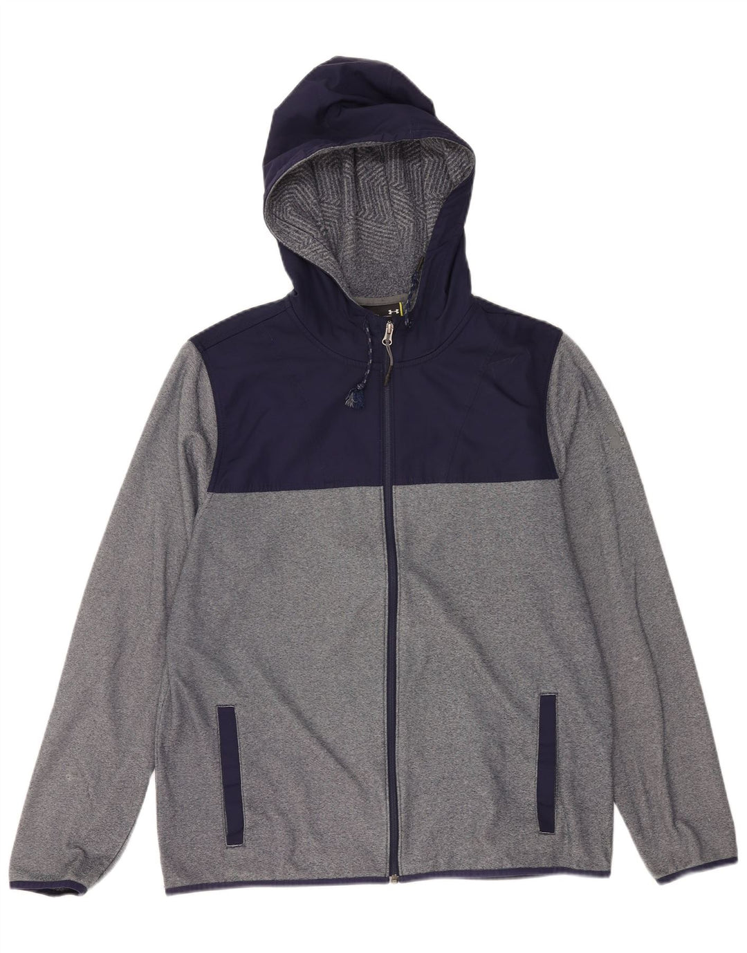 Męski sweter z kapturem i zamkiem Under Armour, duży, szary, kolorowy poliester