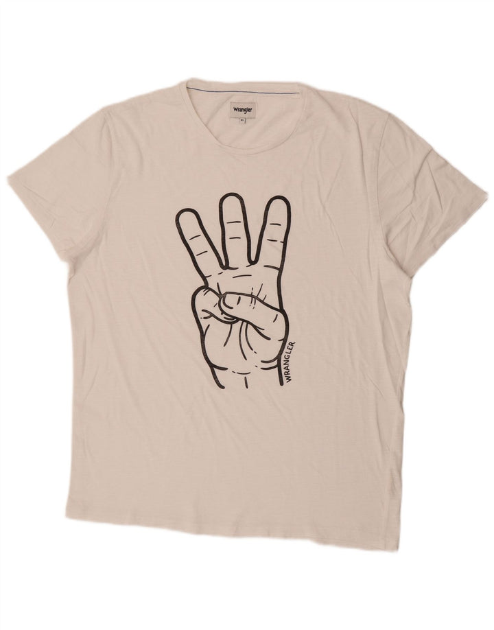 Męski T-shirt z grafiką WRANGLER XL, biały