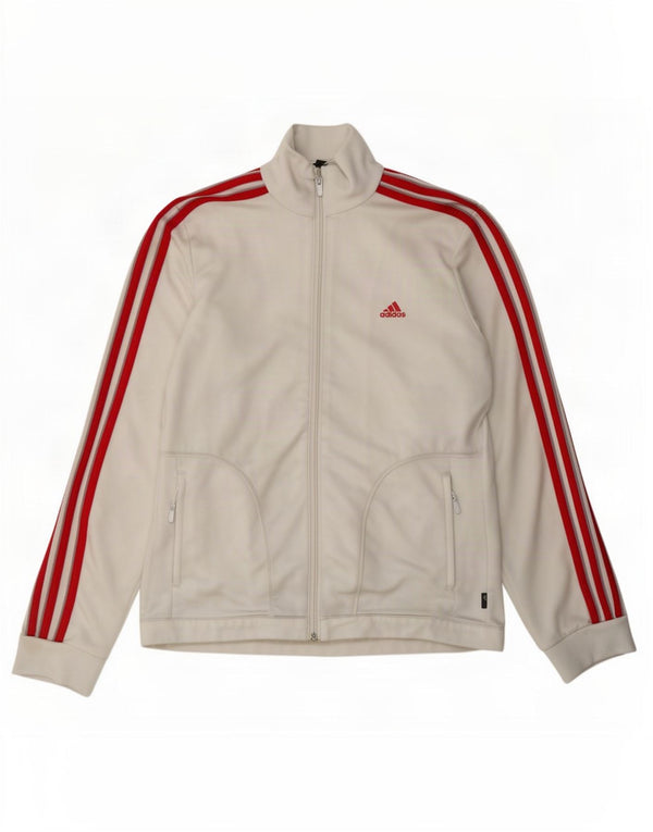 Damska kurtka dresowa Adidas UK 16, duża, biała, poliestrowa