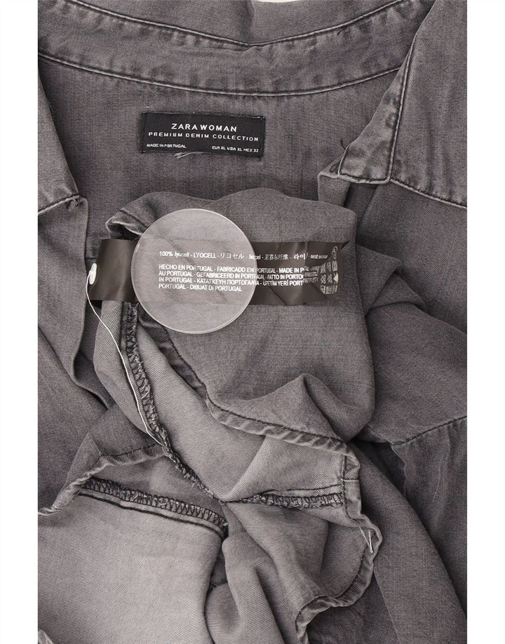 Damska koszula oversize z rękawem 3/4 Zara UK 18 XL Szara Lyocell
