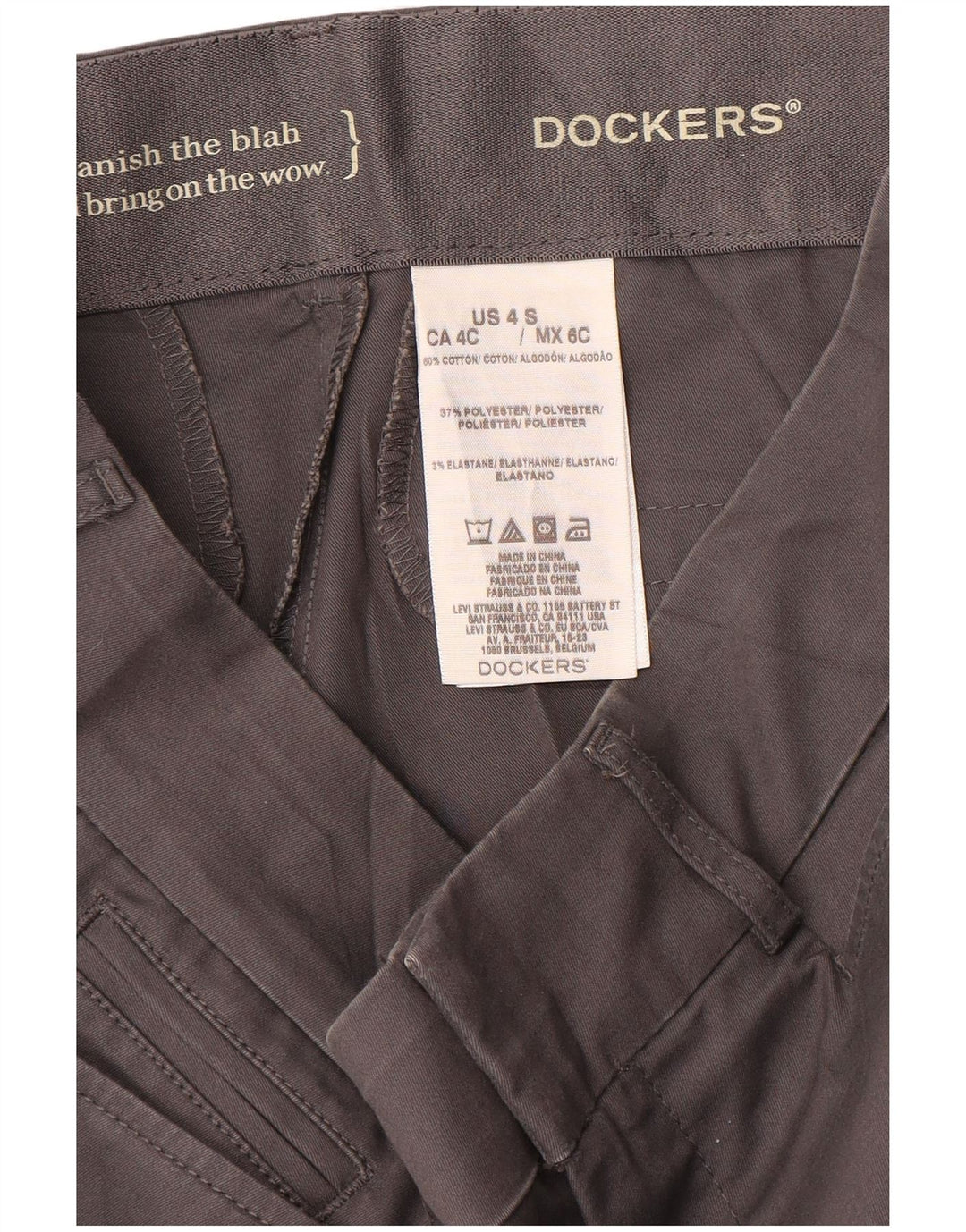 DOCKERS Damskie proste spodnie na co dzień US 4 Small W30 L30 Szary poliester