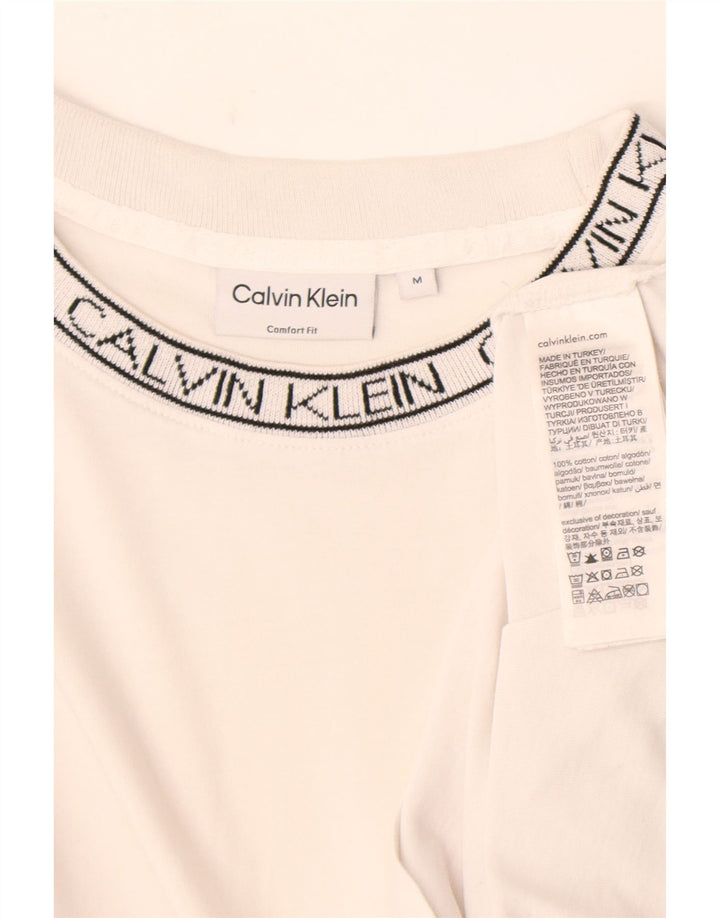 Męska koszulka z grafiką Calvin Klein, średnia, biała bawełna