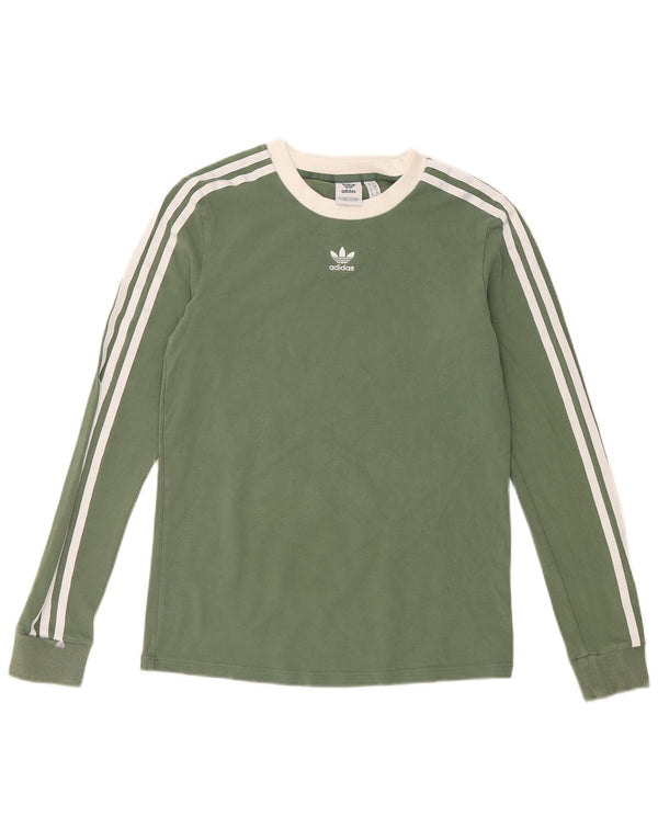 Damski top ADIDAS z długim rękawem, UK 10, mały, zielony, bawełniany