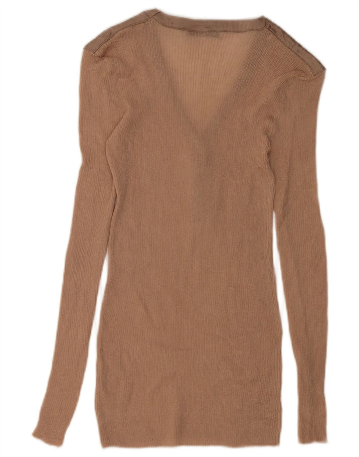 Damski top Zara z długim rękawem, UK 10, mały, beżowy, z blokami kolorów