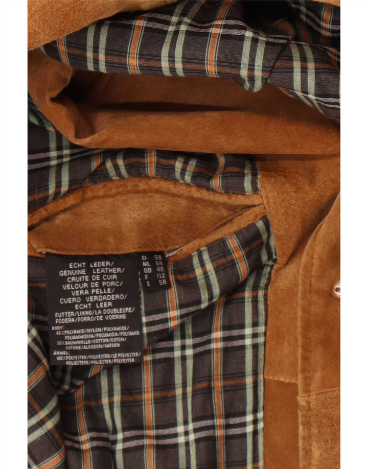 Vintage męska zamszowa marynarka zapinana na 3 guziki UK 46 3XL beżowa skóra