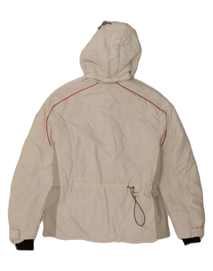 DIADORA Womens Hooded Padded Jacket UK 14 Medium Off White Colourblock Vintage Diadora and Second-Hand Diadora from Messina Hembry 
