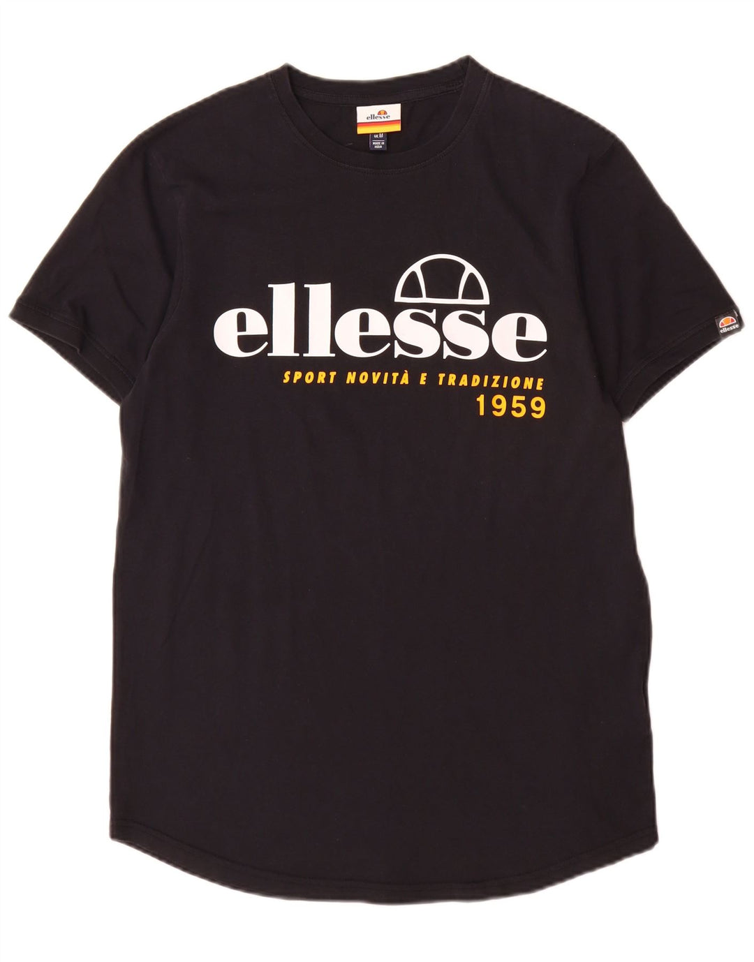 Męska koszulka z grafiką Ellesse, średnia czarna bawełniana