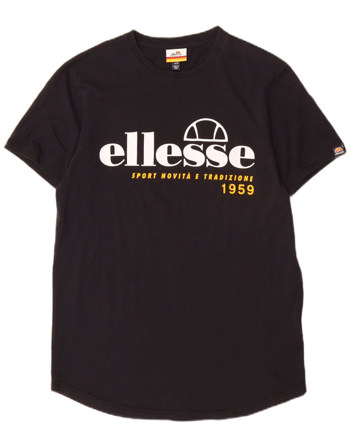 Męska koszulka z grafiką Ellesse, średnia czarna bawełniana