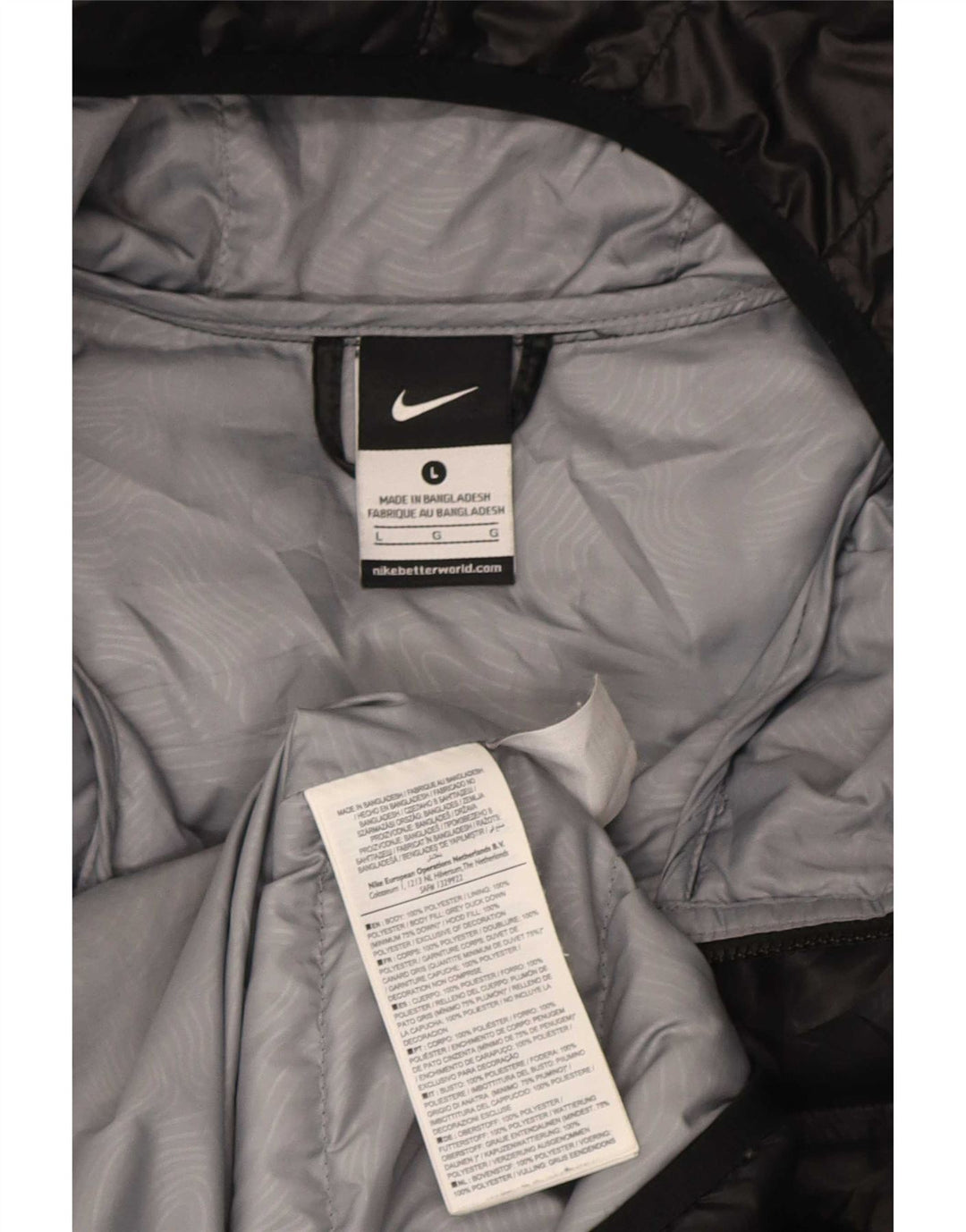 Męska wyściełana kurtka z kapturem Nike UK 40, duża, czarna, poliestrowa