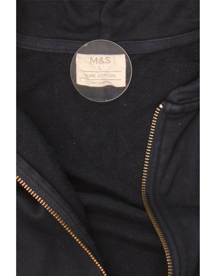 MARKS & SPENCER Męski sweter z kapturem i zamkiem, duży, granatowy, bawełniany