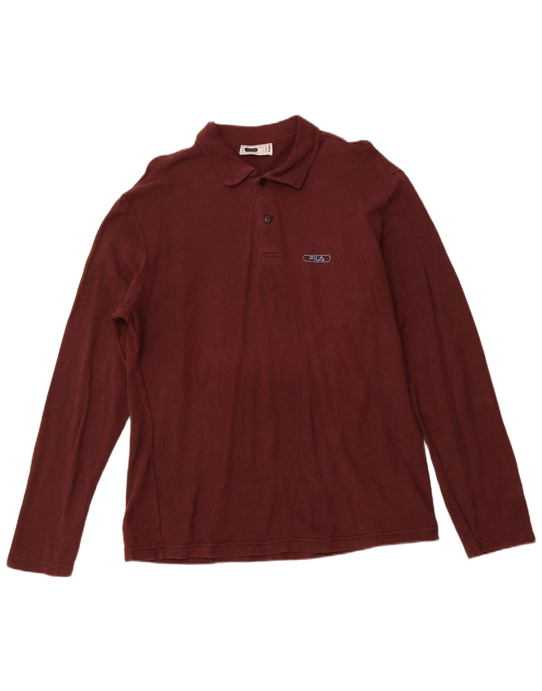Męska koszulka polo Fila z długim rękawem, w kolorze średniego burgunda