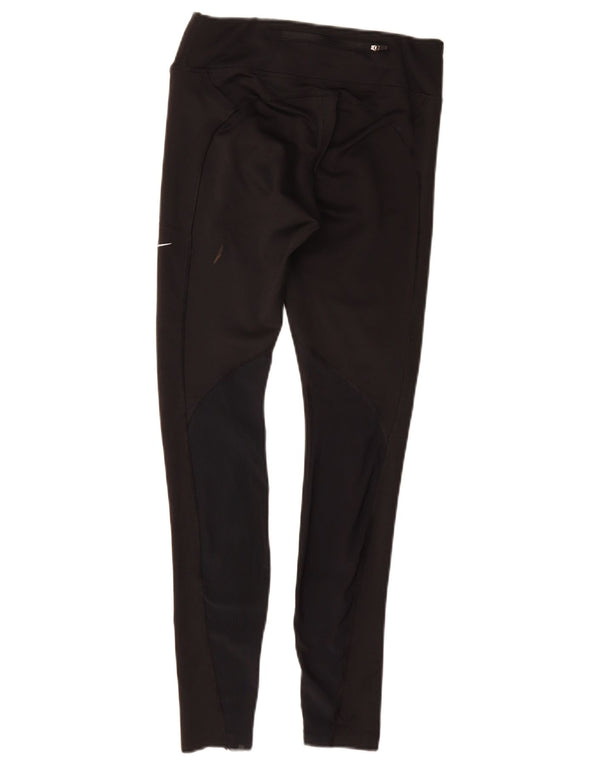 Damskie legginsy NIKE Dri Fit UK 8, małe, czarne, poliestrowe