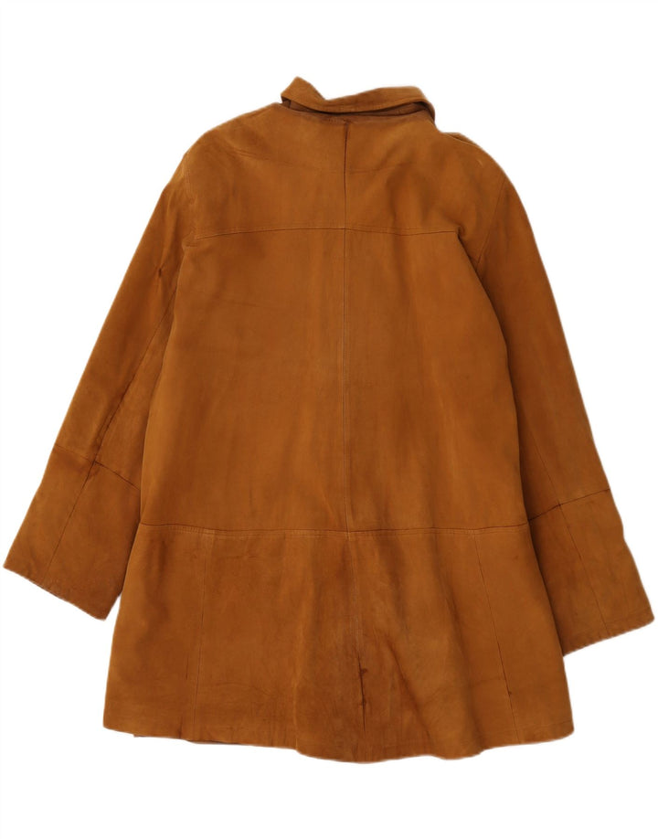 Vintage damski płaszcz skórzany oversize UK 20 2XL brązowa skóra