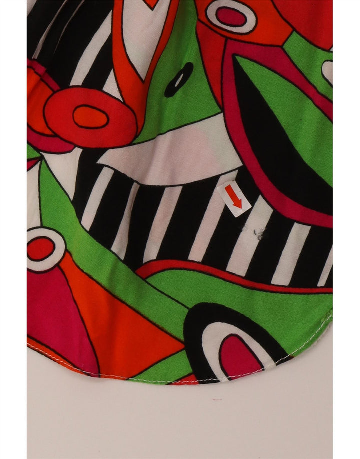 Damska bluzka koszulowa VINTAGE w abstrakcyjny wzór UK 14 Średnia wielobarwna