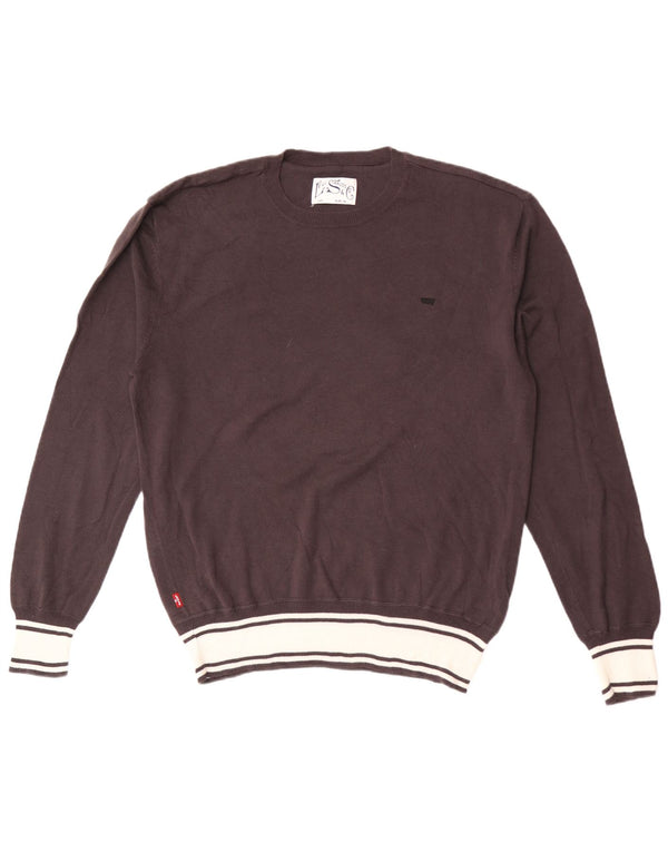 Męski sweter z okrągłym dekoltem Levi's XL, brązowa bawełna