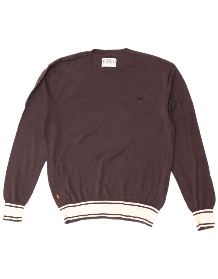 Męski sweter z okrągłym dekoltem Levi's XL, brązowa bawełna