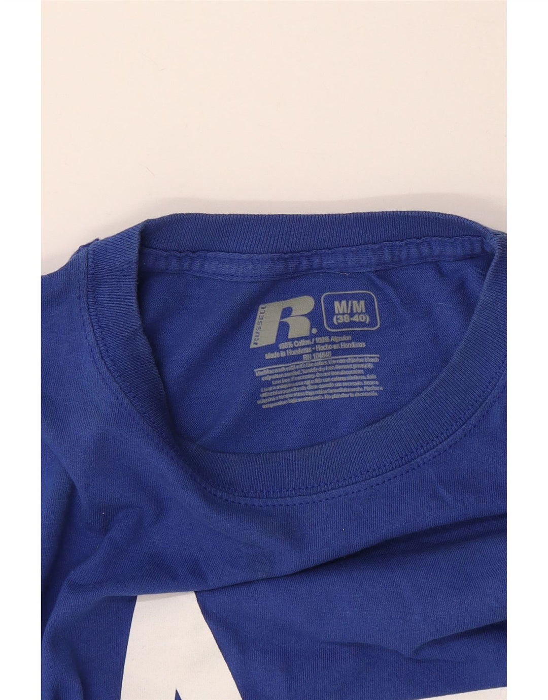 Męska koszulka z grafiką Russell Athletic Top, średnia niebieska bawełna