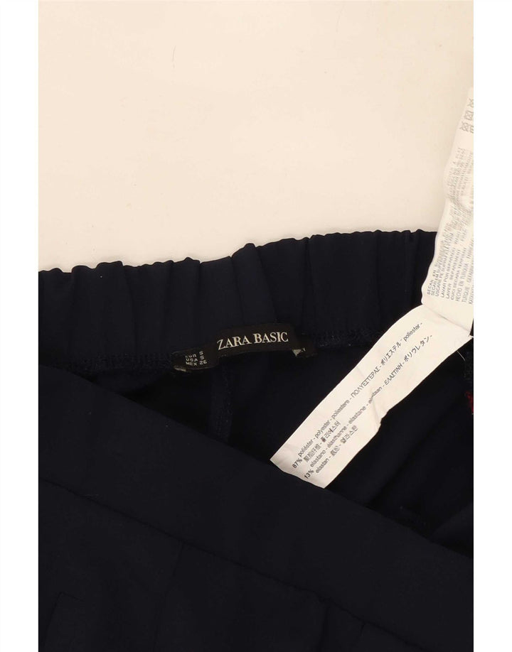 Proste spodnie damskie Zara, małe, W26 L25, granatowe, poliestrowe