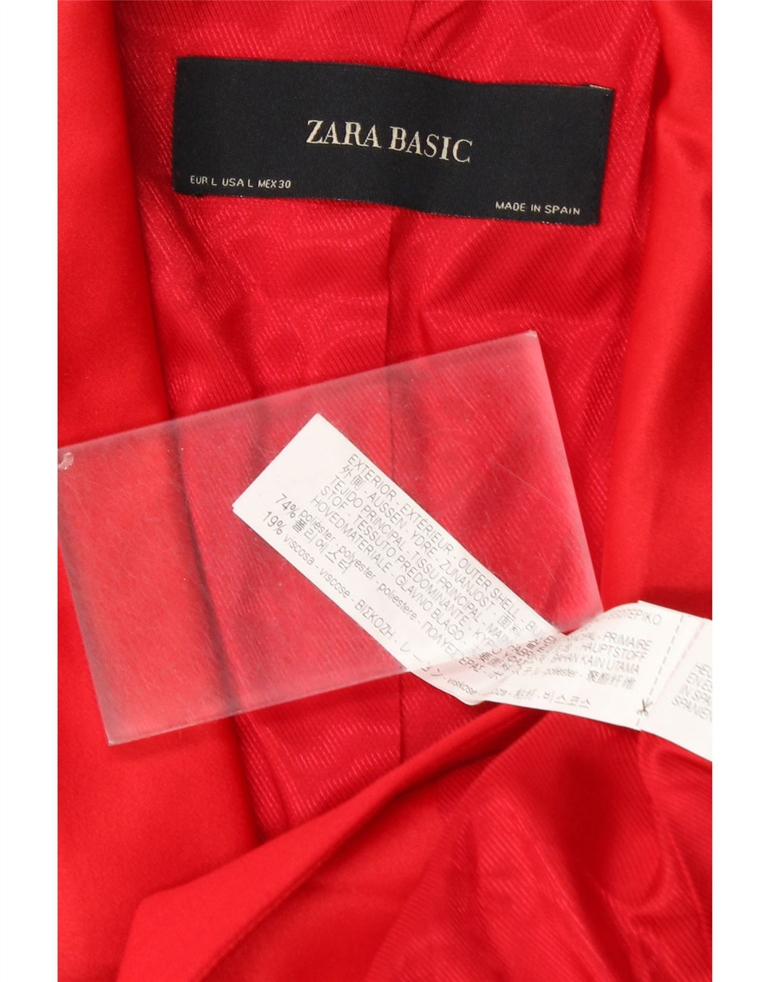 Damska marynarka ZARA zapinana na 1 guzik UK 14, duża, czerwona, poliester