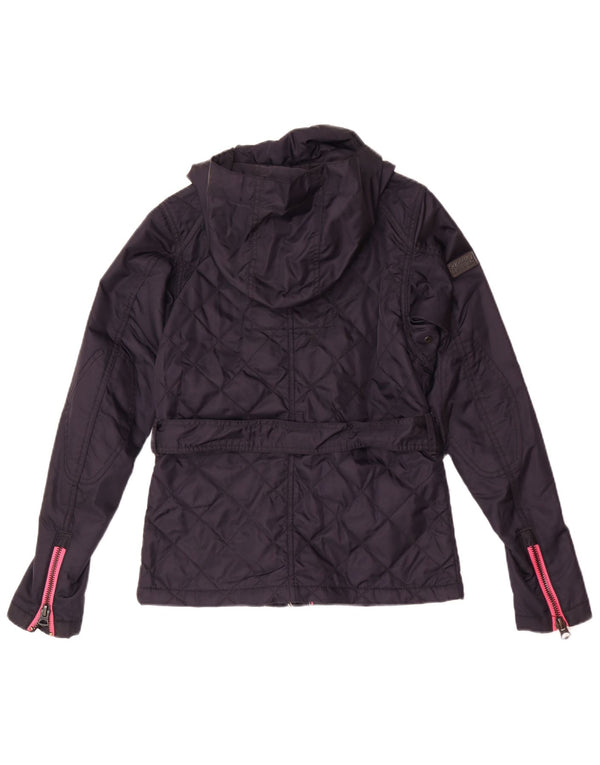 Damska pikowana kurtka z kapturem Superdry UK 4 XS Granatowy nylonowy motocykl
