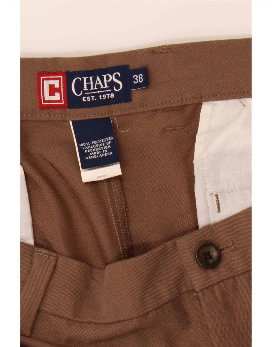 CHAPS Mens Chino Shorts W38 XL Brown Polyester Vintage Chaps and Second-Hand Chaps from Messina Hembry 