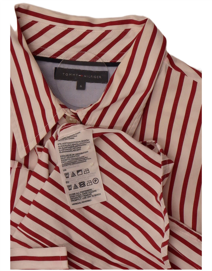 Koszula damska Tommy Hilfiger US 6, bawełniana w średnie czerwone prążki