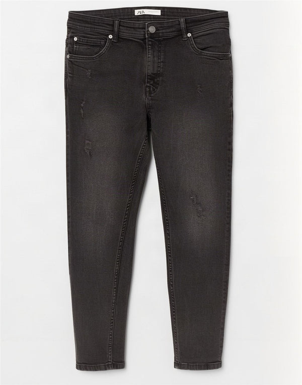 Zara Mens Distressed Skinny Jeans EU 44 Large W34 L26 Black