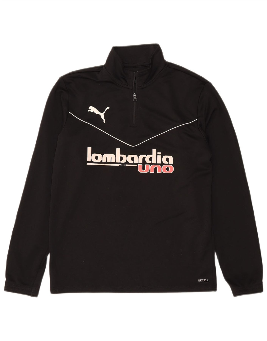 PUMA Boys Graphic Zip Neck Pullover Tracksuit Top 13-14 Years Black