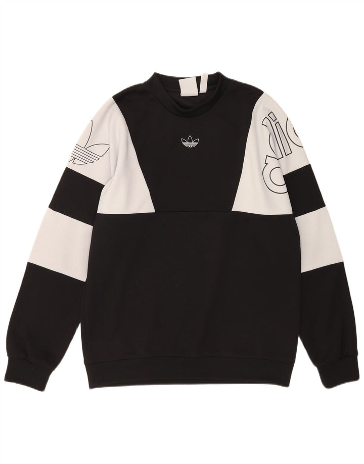 Męska bluza Adidas z grafiką, średnia czarna, poliester z blokami kolorów