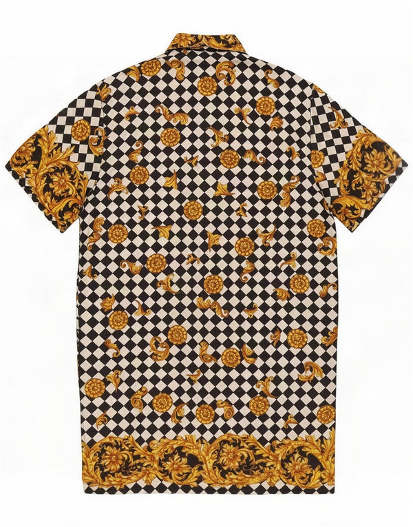 Vintage damska sukienka koszulowa z krótkim rękawem IT 46 duża wielobarwna paisley