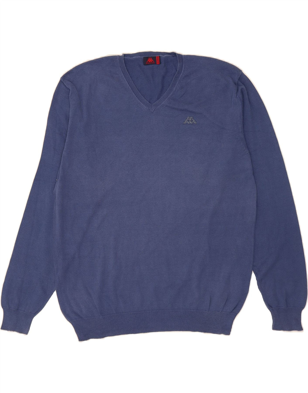 KAPPA Mens V-Neck Jumper Sweater XL Blue Cotton Vintage Kappa and Second-Hand Kappa from Messina Hembry 