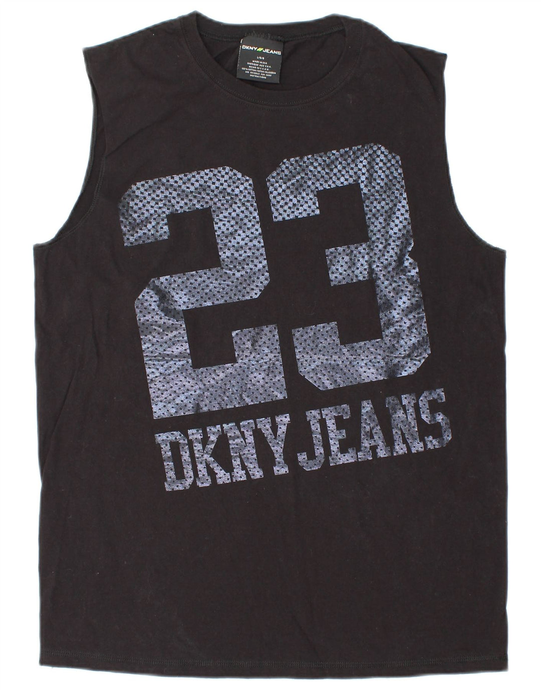 DKNY Mens Graphic Vest Top Large Black Cotton