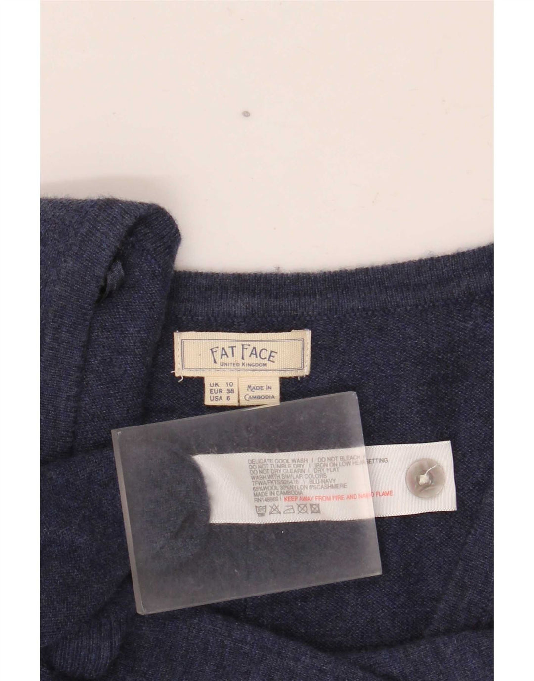 Damski sweter rozpinany Fat Face UK 10, mały, granatowy, wełniany