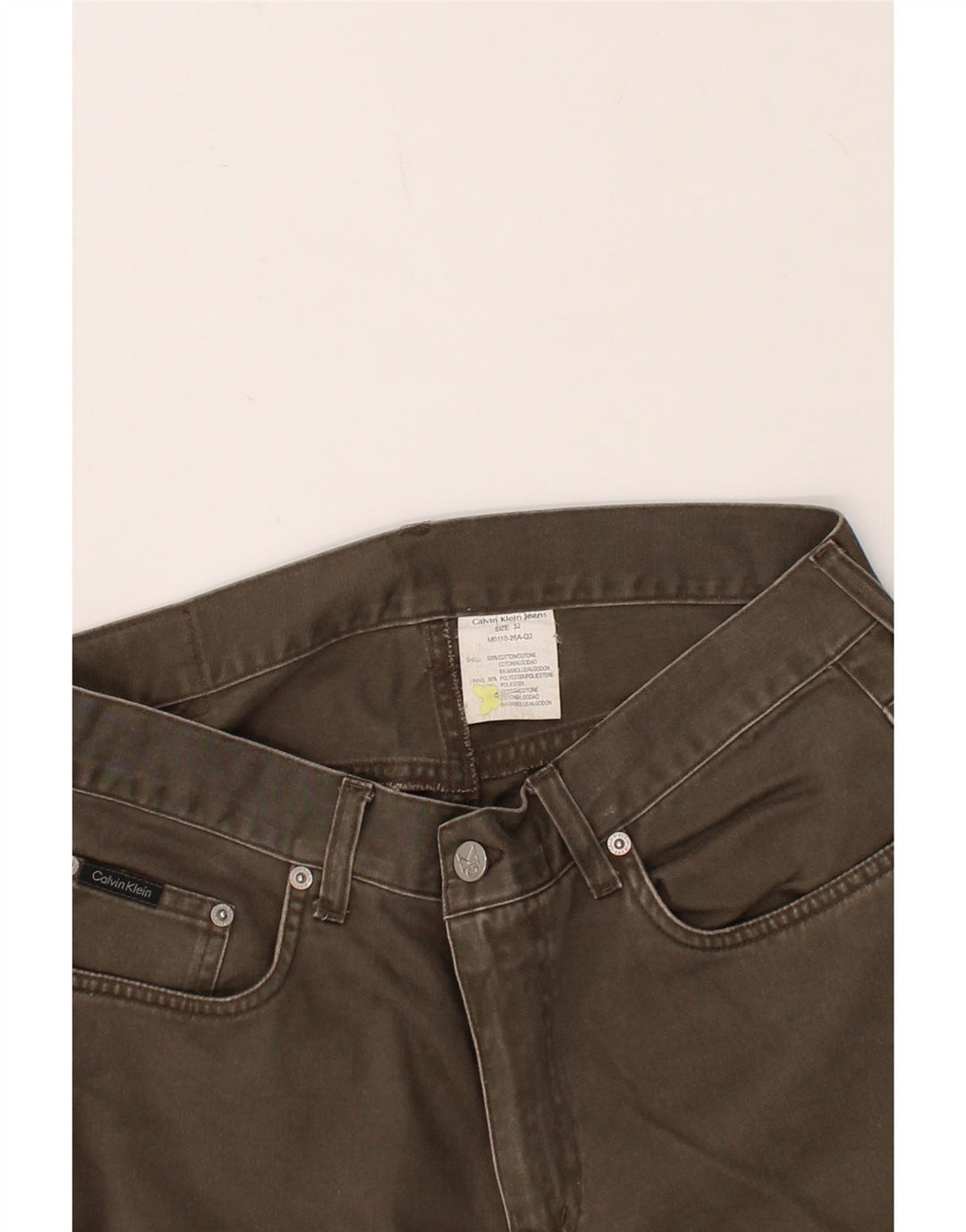 CALVIN KLEIN Męskie proste dżinsy W32 L31, bawełna khaki